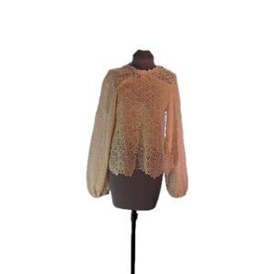 New Society Size M Long Sleeve Lace Top/blouse